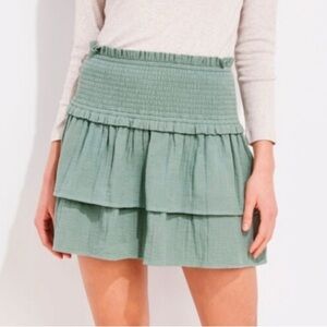 Vineyard Vines Seastitch Double Gauze Smocked Skirt Sage Olive Size XL NEW!